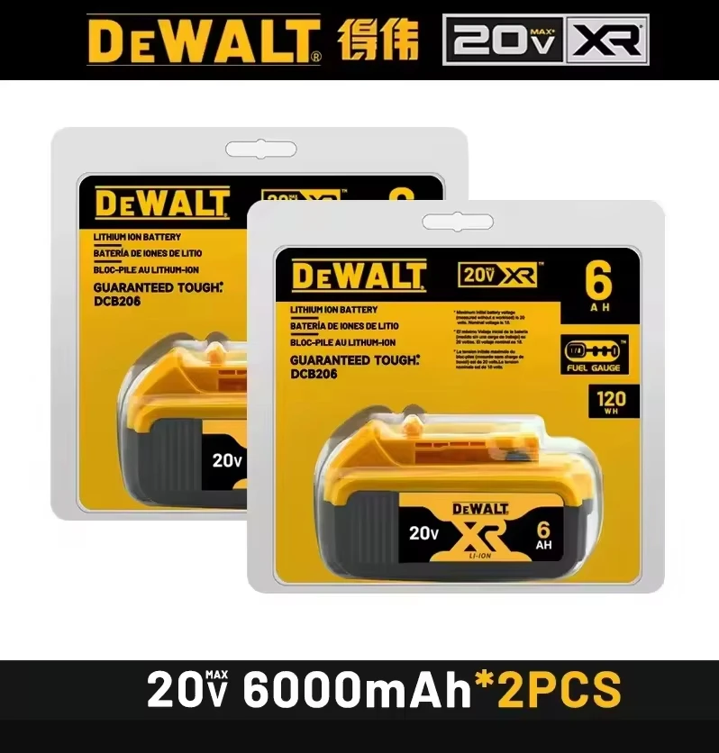 100% DEWALT Original 18V 20V 6.0AH 5Ah, DCB206, DCB205 With Fast Charging, 20V Lithium Battery, Power Tool Battery 20V Dewalt image 3
