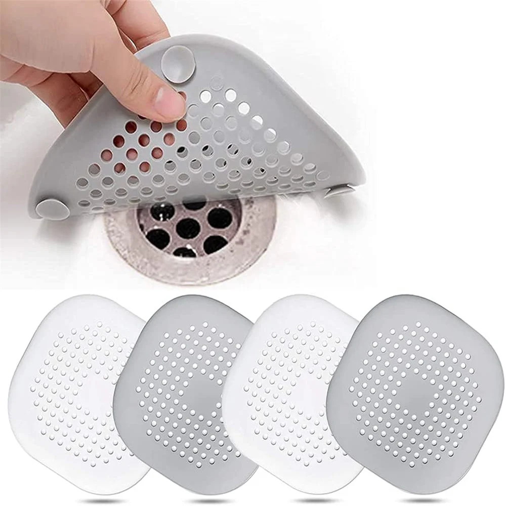 Silicone Drain Protector with Sucker, Sink Strainer Protector, Shower Drain Covers Hair Catcher, Strainer Plug Trap Filter