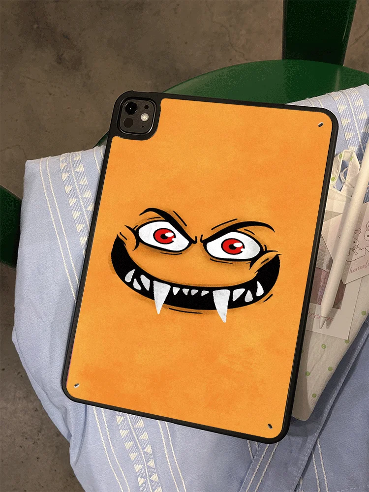 Cool Funny Evil Monster Fangs Orange Tablet Case Cartoon For iPad Mini 6 7 8.3