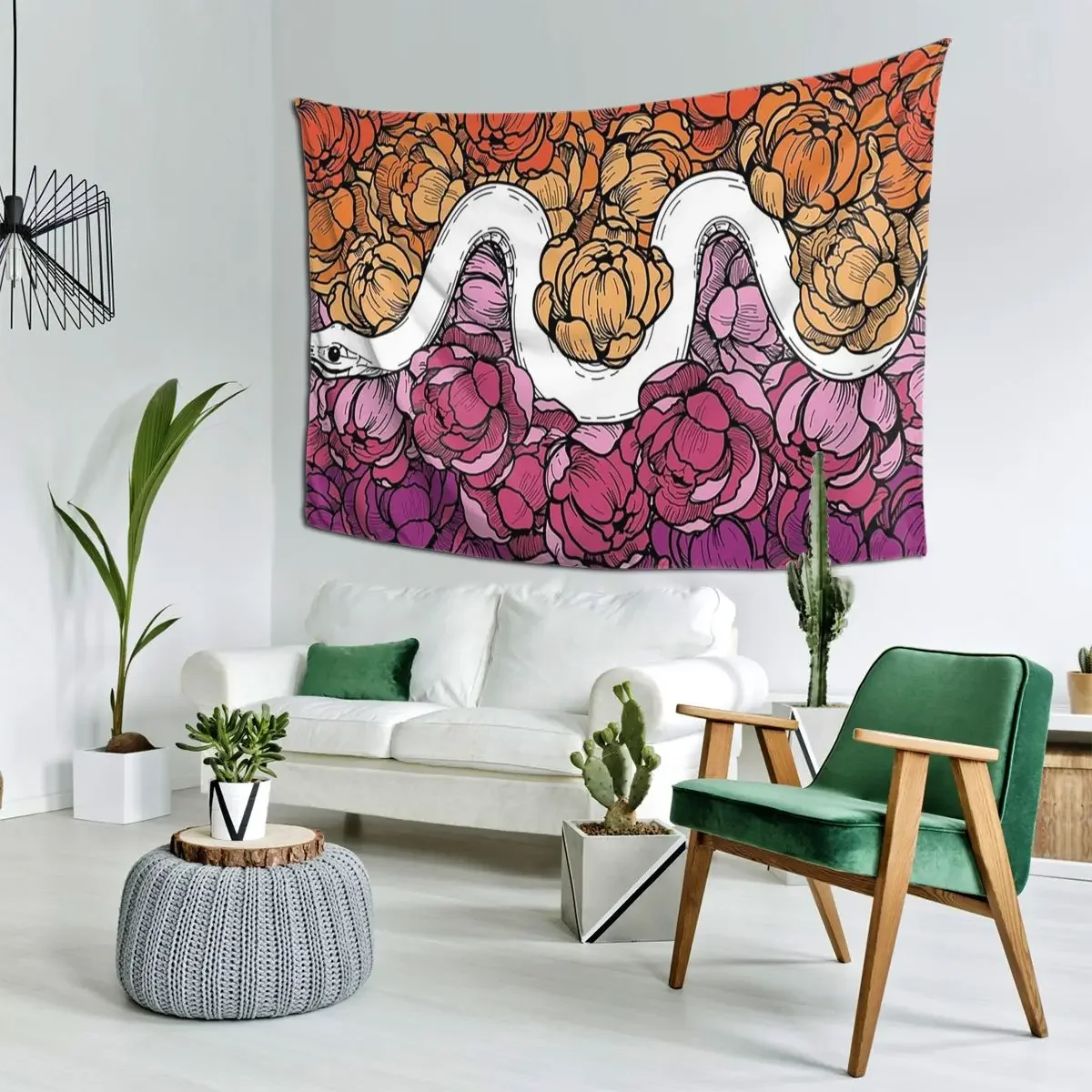 Floral Snake Lesbian Pride Colo Tapestry Funny Wall Hanging Aesthetic Home Decor Tapestries for Living Room Bedroom Dorm Room