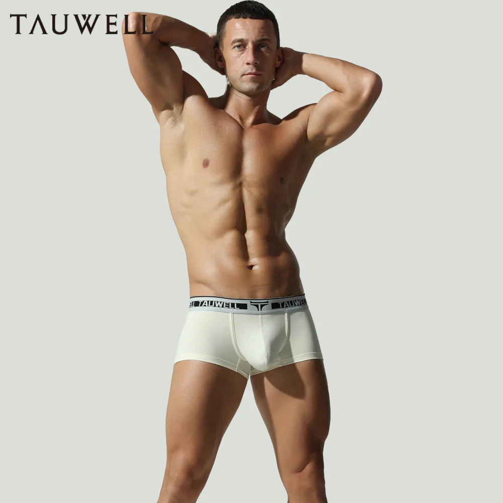 TAUWELL Boxershorts mit niedriger Taille und Knöpfen für Herren mit U-konvexer Tasche, sexy Herrenhöschen, Neuheiten, bequeme Unterwäsche