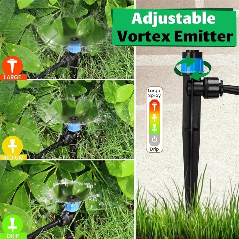 PZHI Drip Irrigation Emitters 60Pcs Adjustable 360°, Quick Connect for 1/4 Inch Garden Watering System