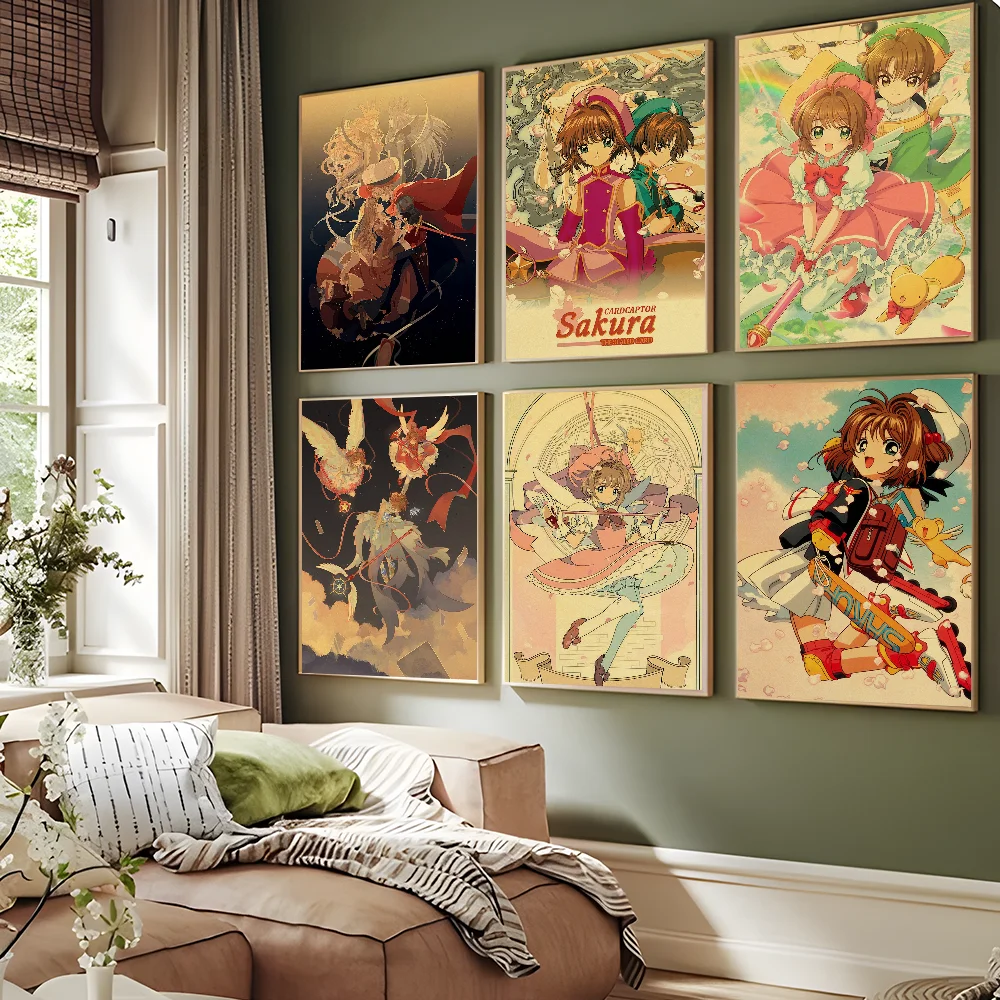 Card Captor Sakura Whitepaper Poster Retro Kraft Paper Sticker DIY Room Bar Cafe Vintage Decorative Painting