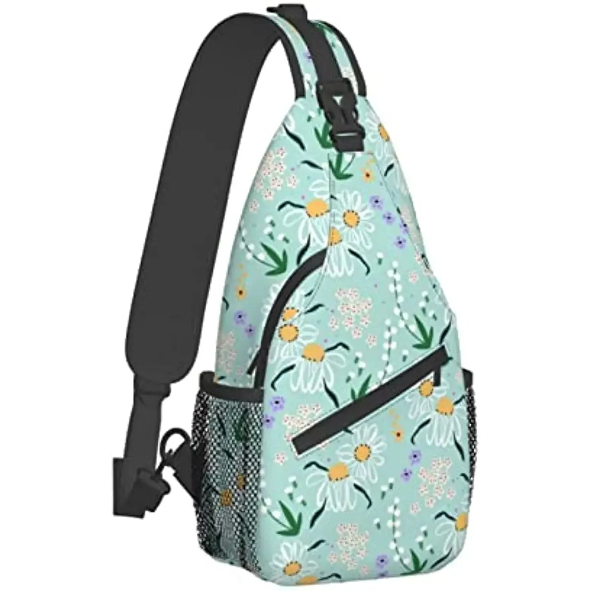 Blue Daisy Crossbody Sling Backpack Sling Bag Travel Hiking Chest Bag Daypack for Men Women Adult Backpacks Unisex Casual