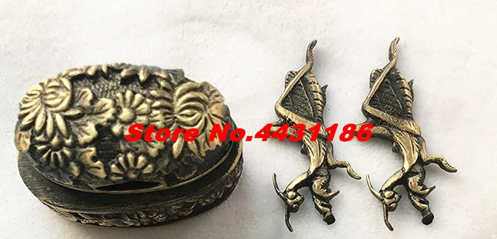 Set Japanese Samurai Katana/Wakizashi/Tanto Sword Handle Accessory Brass Kashira/Fuchi/Menuki for Tsuka Metal DIY Fittings