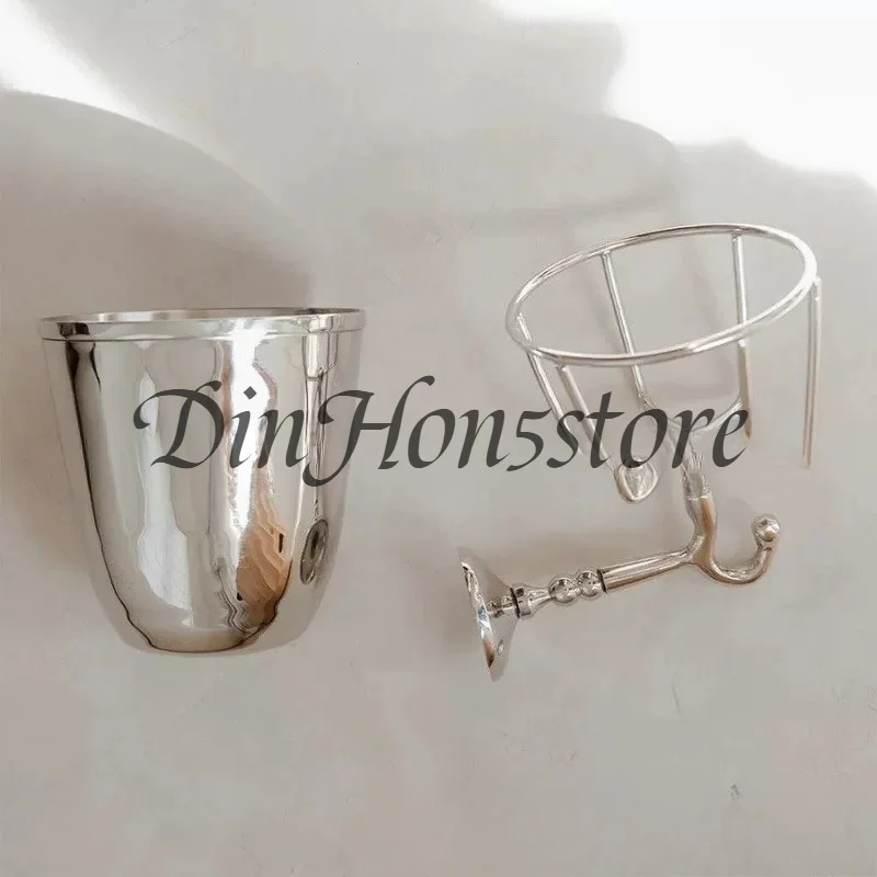 Wall Mounted Brass Container Vase, Multi-Function Hanging Organizer for Home, Artificial Plants, Outdoor, Mail Organize