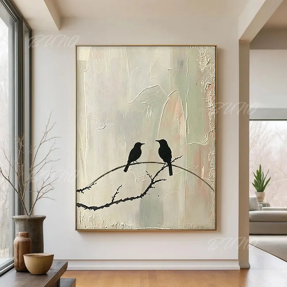 peinture-a-l'huile-abstraite-100-faite-a-la-main-motif-oiseaux-et-arbres-wabi-sabi-toile-sans-cadre-decoration-murale-pour-salon-et-chambre-a-coucher