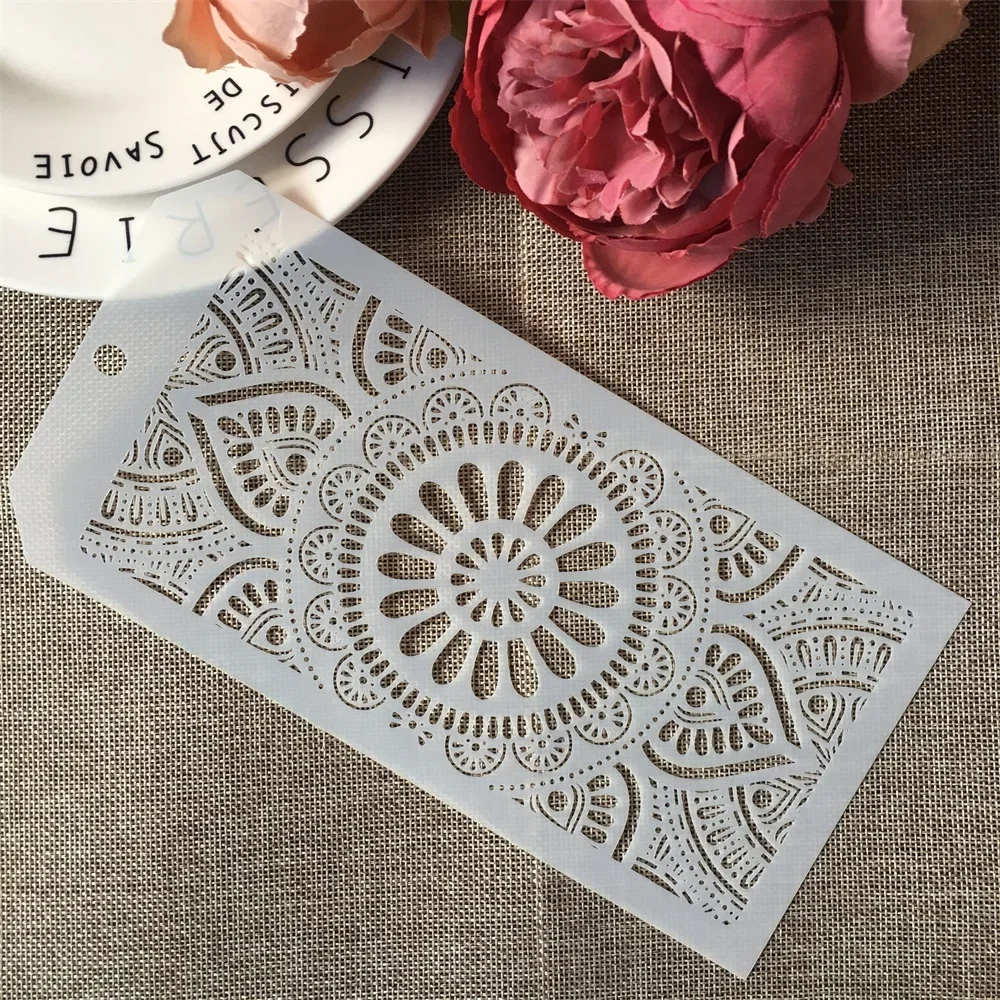 24*12cm Flower Round Circle Lotus DIY Layering Stencils Wall Painting Scrapbook Coloring Embossing Album Decorative Template