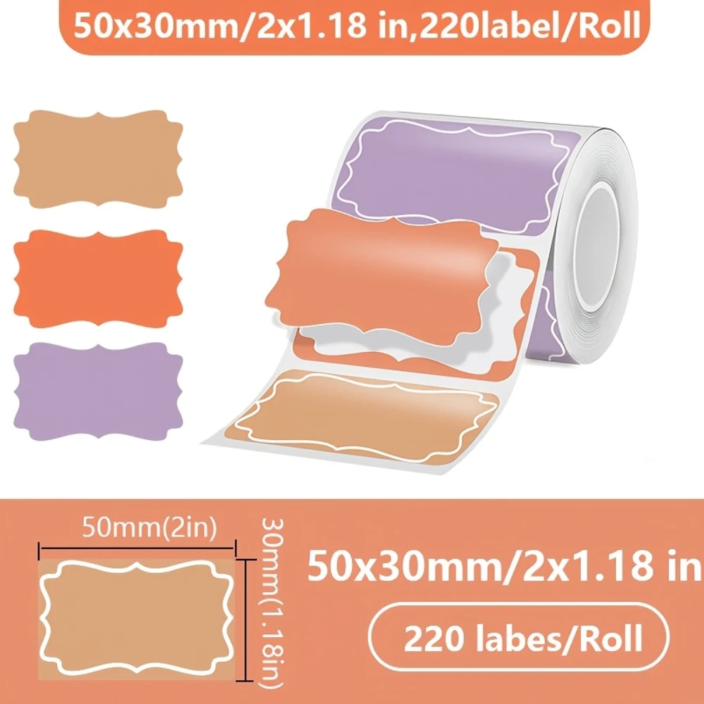 220Pcs 50x30mm 2 Roll/Set Self-Adhesive Thermal Adhesive Sticker Label Roll Compatible Phomemo M110 M220 M200 E210 P50 DETONG P1