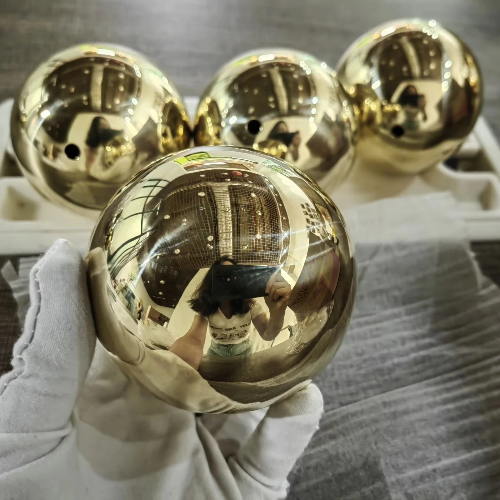 

200mm Decorative Half Sphere Hollow Brass Lampshade