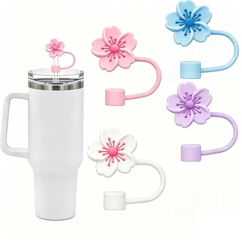 Silicone Tumbler Straw Cover and Boot Set plus Lovely Charm Pendant Fit 30oz 40oz Water Bottles for Kids Adults Gym