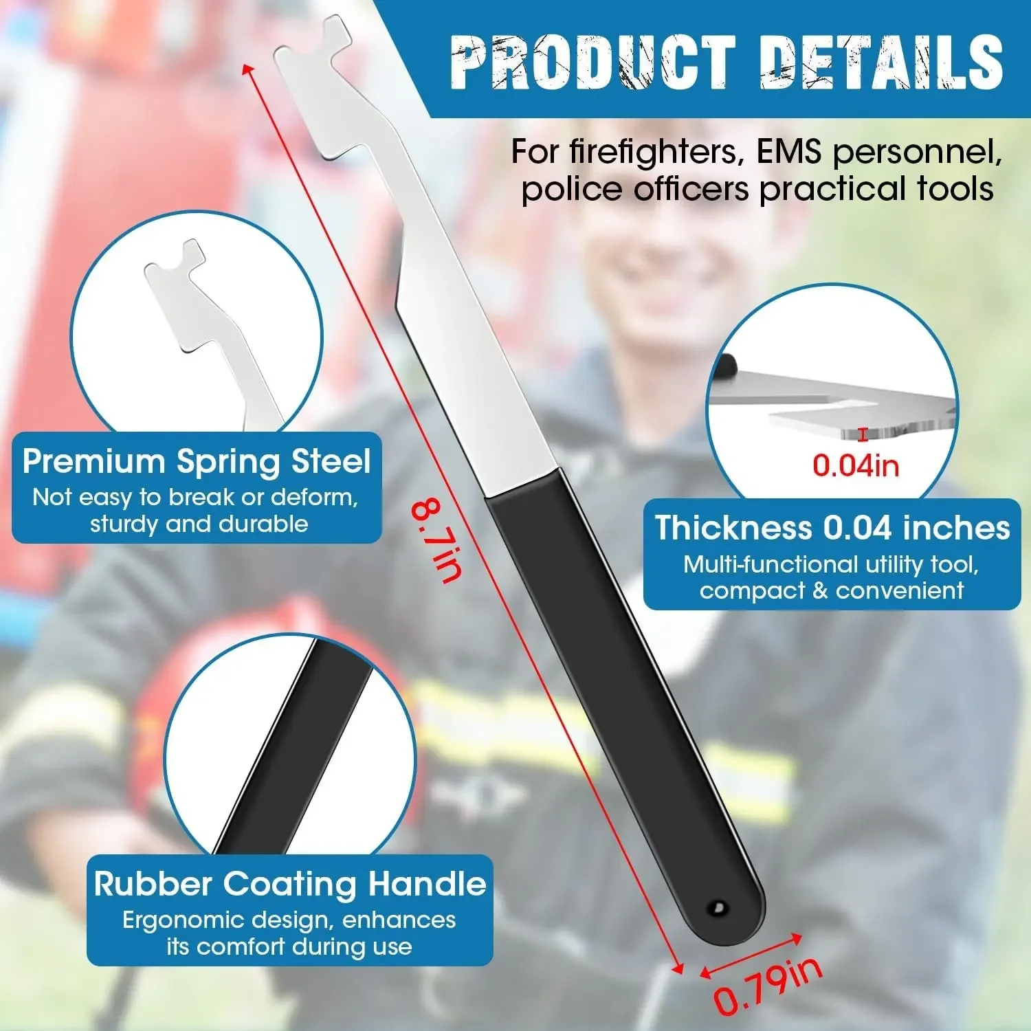 2026 Stainless Steel Firefighting Tool Multifunctional Door Seam Manual Lock Opener Hand Tool for Emergency Response