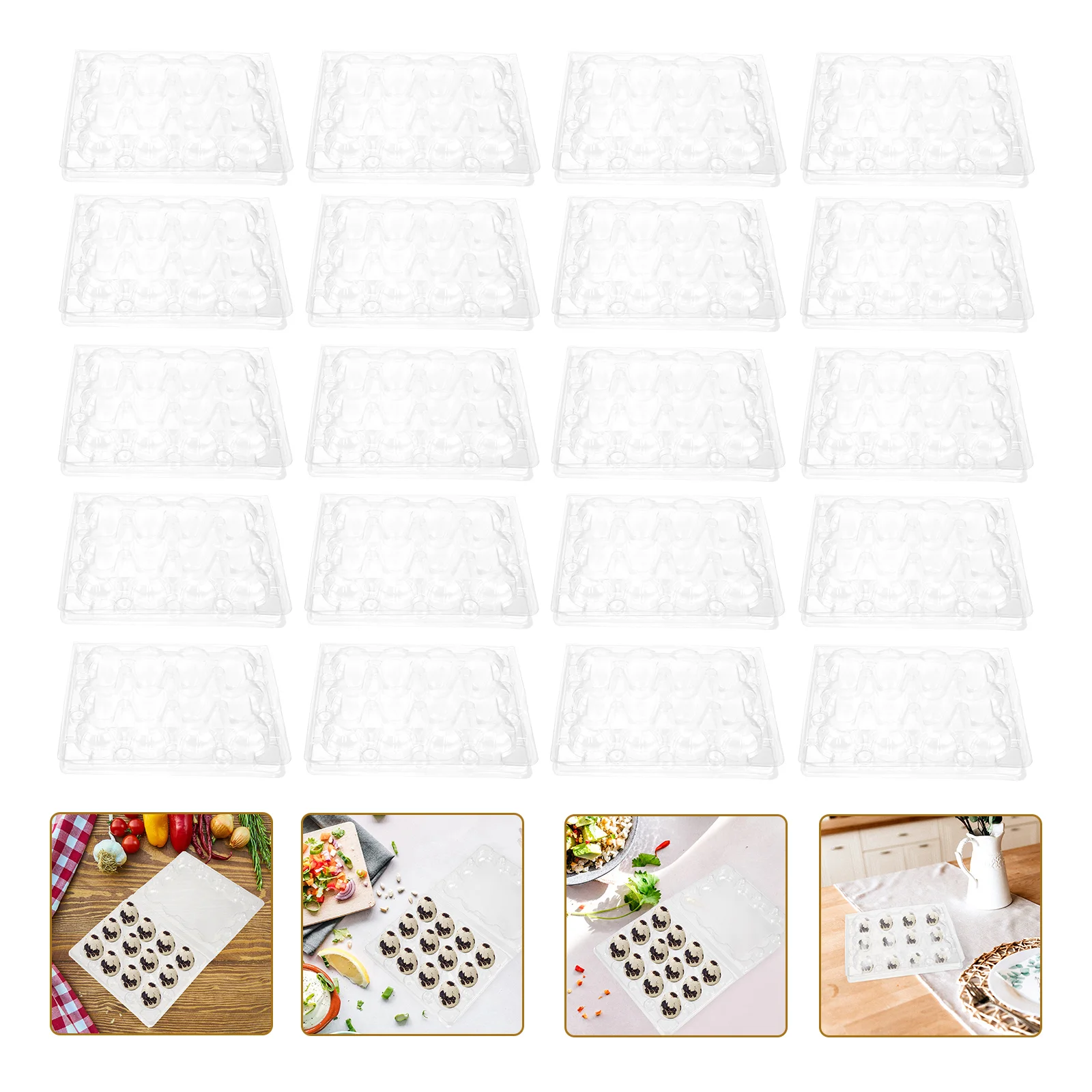 50pcs Transparent Quail Packaging Boxes 12 Cavity Plastic Trays Protects Eggs Grid Design Saves Space