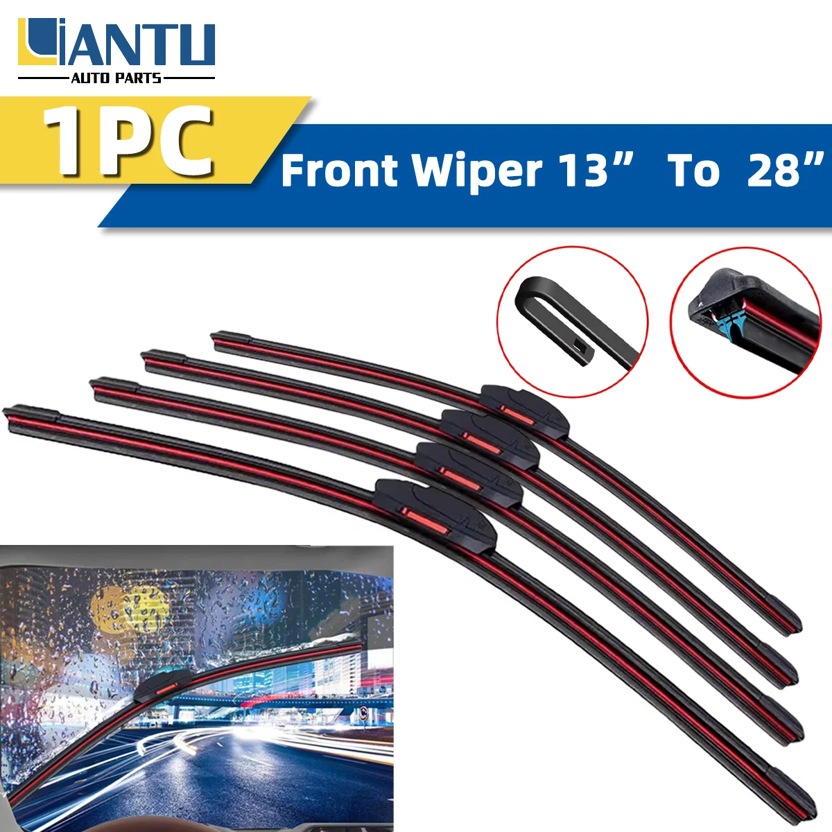 1 Stück J/U-Haken Universal Auto Frontscheibenwischer 13'' bis 28'' Autoteile 14''15''16''17''18''19''20''21''22''24''26''28''