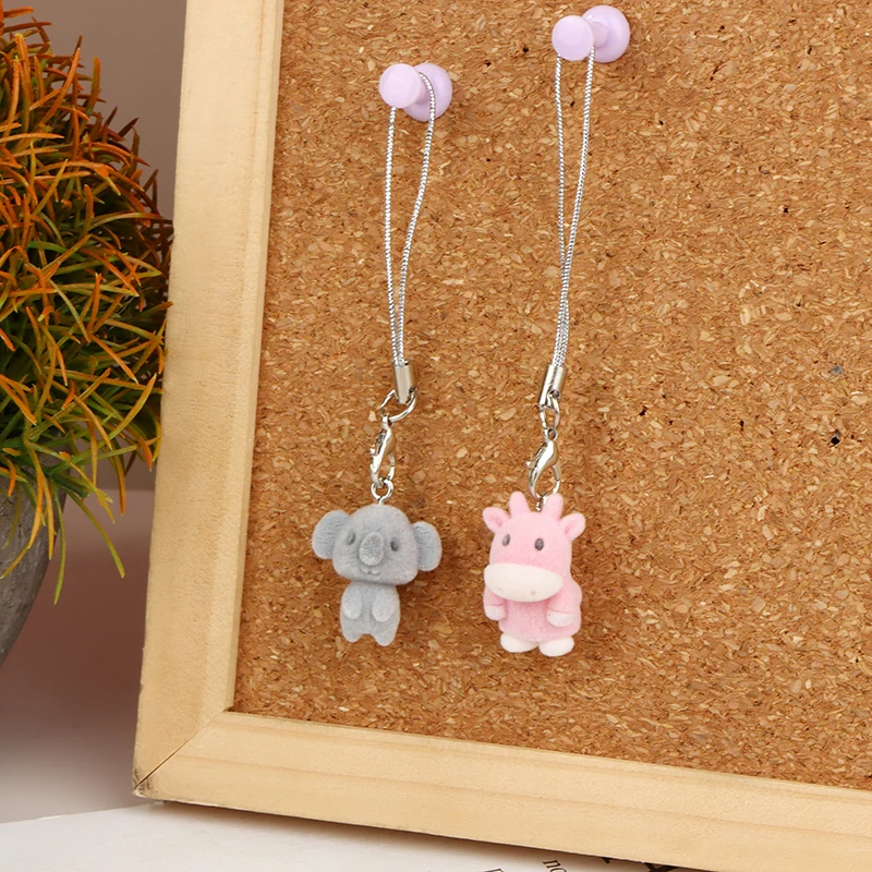 Cute Flocking Calf Koala Mobile Phone Lanyard Cartoon Animal Pendant Phone Chain School Bag Pendant Keycord