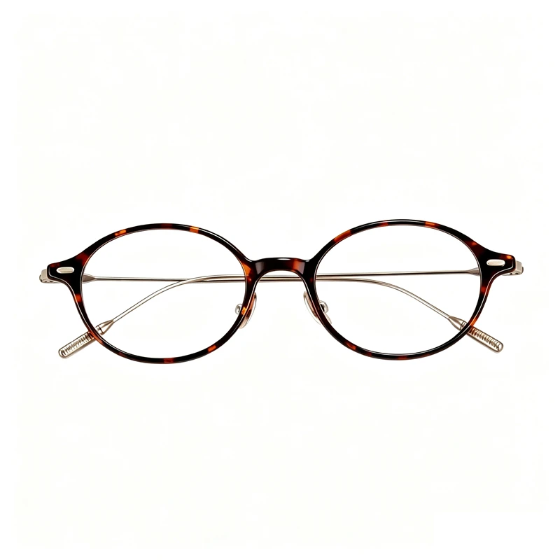 Retro oval optical eyeglass frame, women's titanium eyeglass legs, prescription customization, progressive, astigmatism