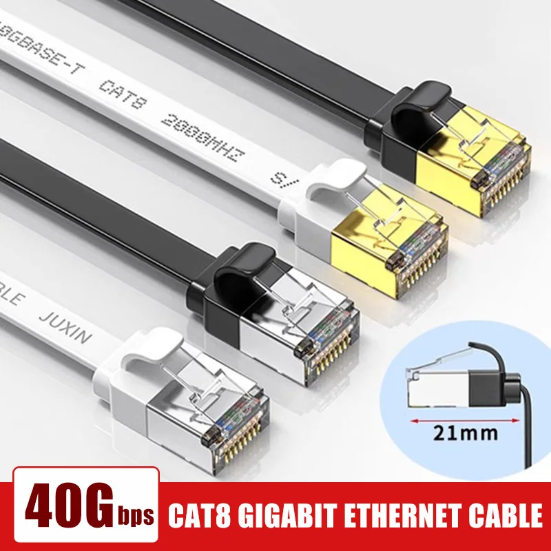 CAT 8 Gigabit Network Cable Slim Category 8 5G Network Pure Copper Shielded Line for Computer Route Stable Internet Speed