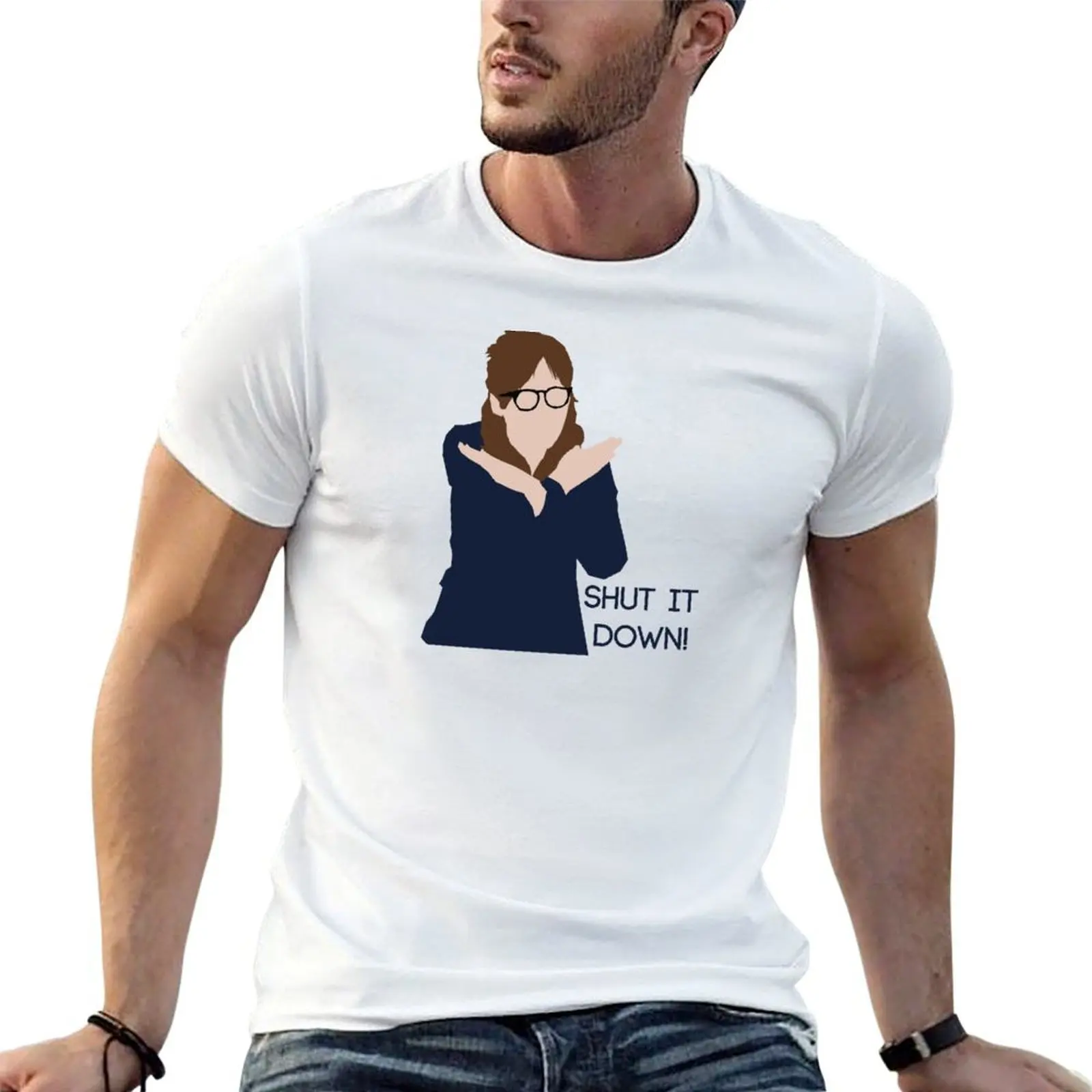 

Shut it Down! New Girl T-Shirt man t shirt cotton high quality t shirts with prints t shirts for man graphic tees T-Shirt