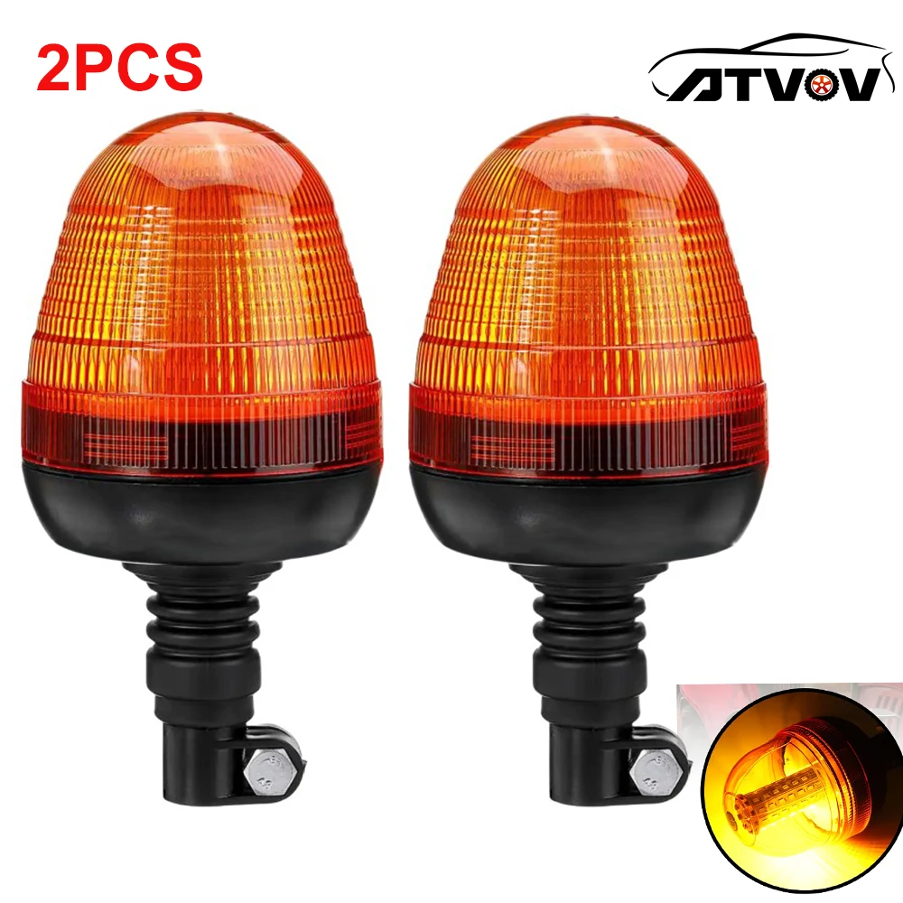 

ATVOV 12V 24V LED Amber Vehicle Truck Car Tractor Flexible Warning Rotating Emergency Flashing Strobe Light Beacon Signal Lamp