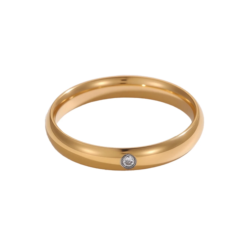 Minimalist Titanium Stainless Steel Rings Crystal Zircon Gold Plated Plain Ring with Index Finger Joint Thin Jewelry Women Rings