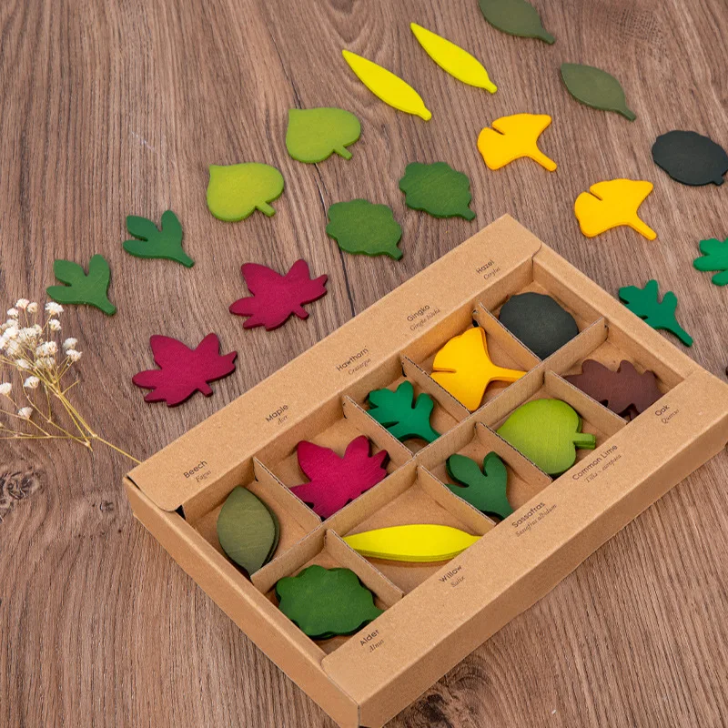 

Children Montessori Cognitive Toy Wooden Tree Leaf Set Nordic Style Jigsaw Puzzle Educational Learning Toys for Kids Botanists