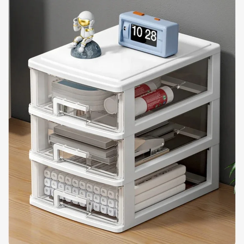 Modular Desktop Organizer Drawers-Clear A4 File Storage System with Multi-Layer Design Space-Saving Office Shelf for Workstation