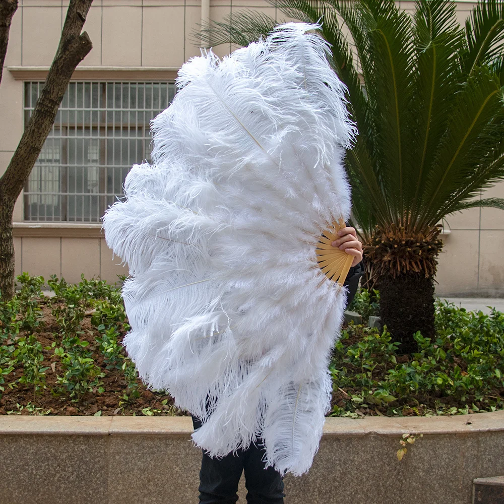 White Ostrich Fur Feather Fans 50CM 80CM 100CM 130CM Belly Dance Halloween Party Props Ornament Decoration Show Props