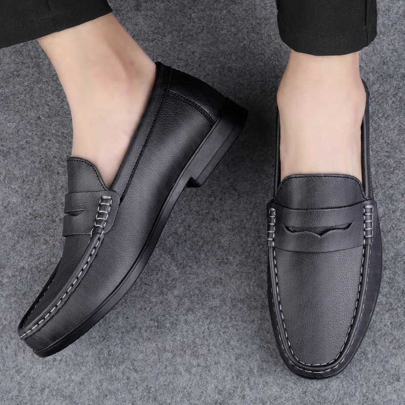 Leather Men shoes Footwear Slip on Office Man Formal Shoes outdoor Men Dress Shoes Breathable Driving Lazy Loafers Moccasins