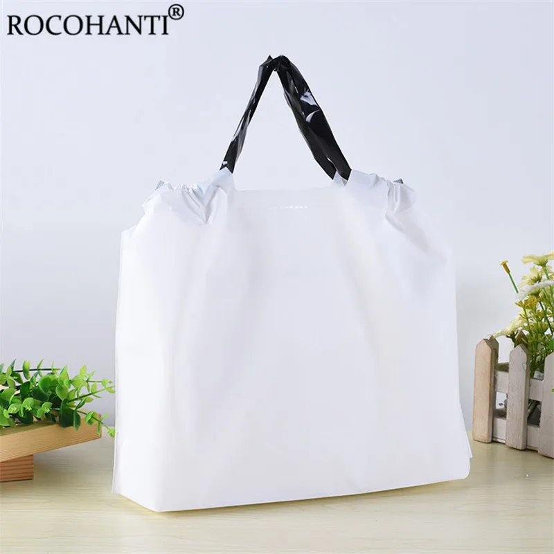 50X white eco biodegradable wholesale retail custom print logo packaging hdpe shopping T-shirt plastic bags with logos