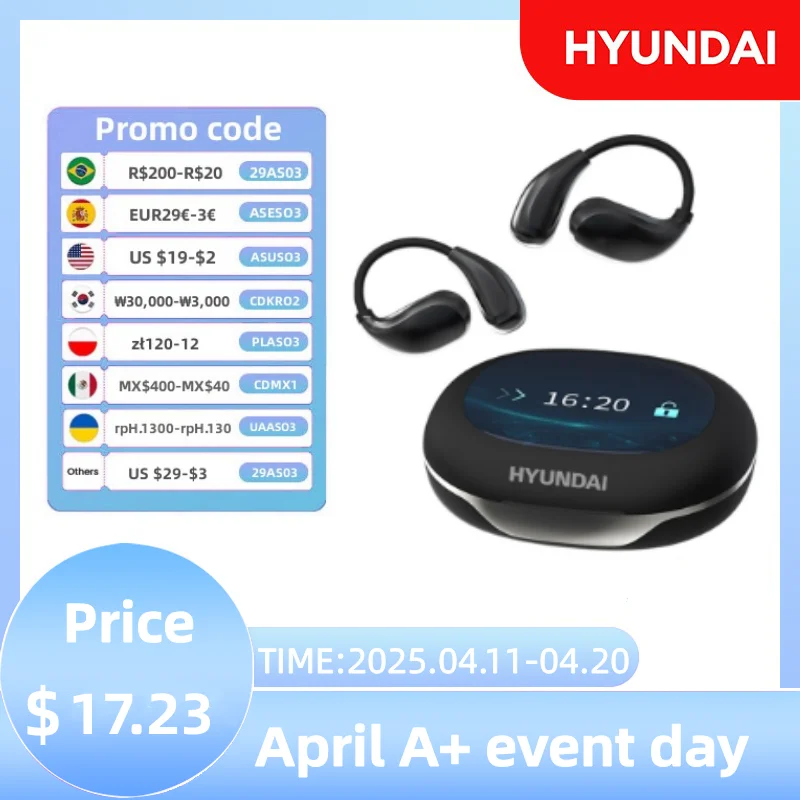 

HYUNDAl OpenAir Pro AI Translation Earphones Multi languages Stereo Touch Display Multifunctional Earbuds ENC Call OWS Headphone