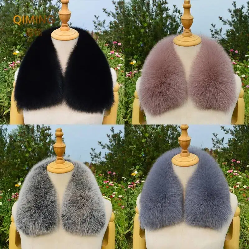 Bufanda de piel de zorro Real para hombres y mujeres, chal esponjoso de lujo, mantiene el cuello más cálido, bufandas cuadradas peludas, accesorios