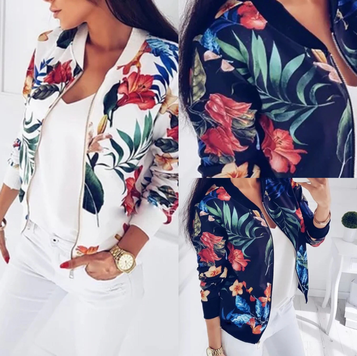 

Europe and The United States Women's New Arrival Hot Selling Women's Floral Fashion Fall Jacket Simple Style Lady Jacket Coat