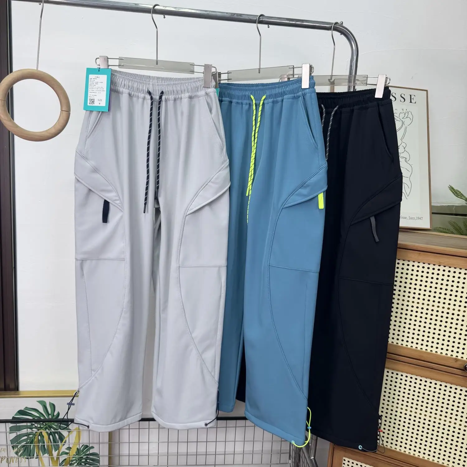 

Outdoor Mountain Series Fce Lined Thiened Couples Soft ell Ski Pants High Waist Nylon Fabric Waterproof Casual Trousers