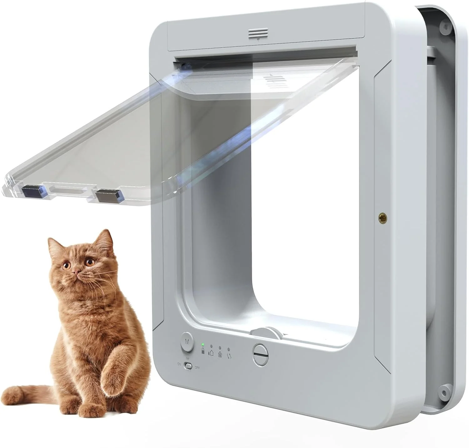 Intelligent Pet Cat Door Opening Chip Sensing Remote Control for Entering and Exiting Direction (Requires 4 Batteries of Size 5)