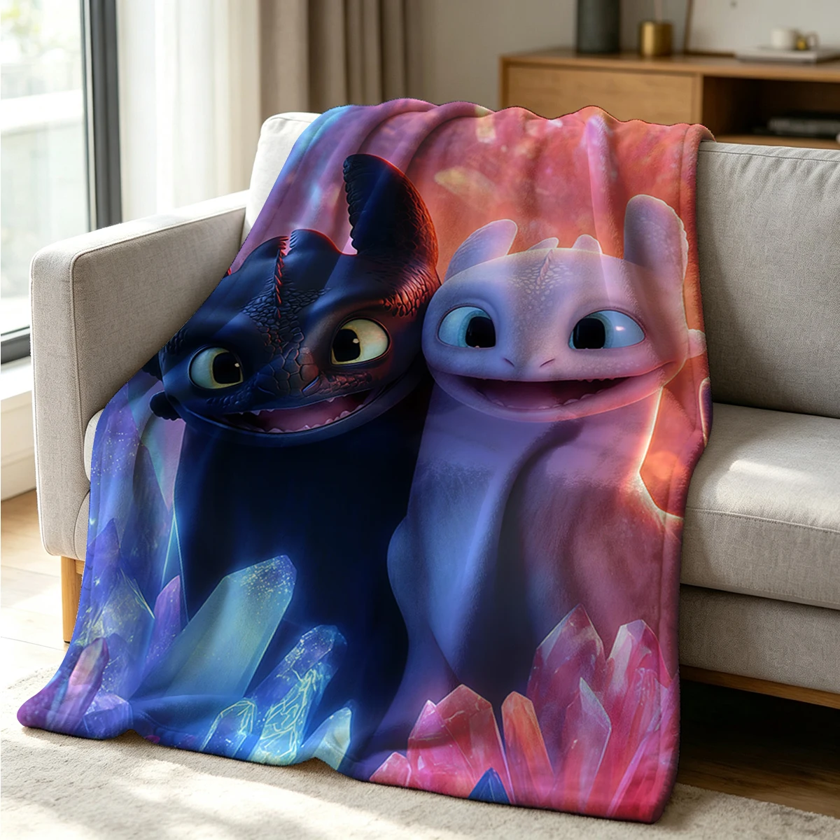 How To Train Your Dragon Blanket Soft Cozy Throw for Sofa Bed Festive Holiday Decor Gift for Kids and Adult,Lightweight and Warm