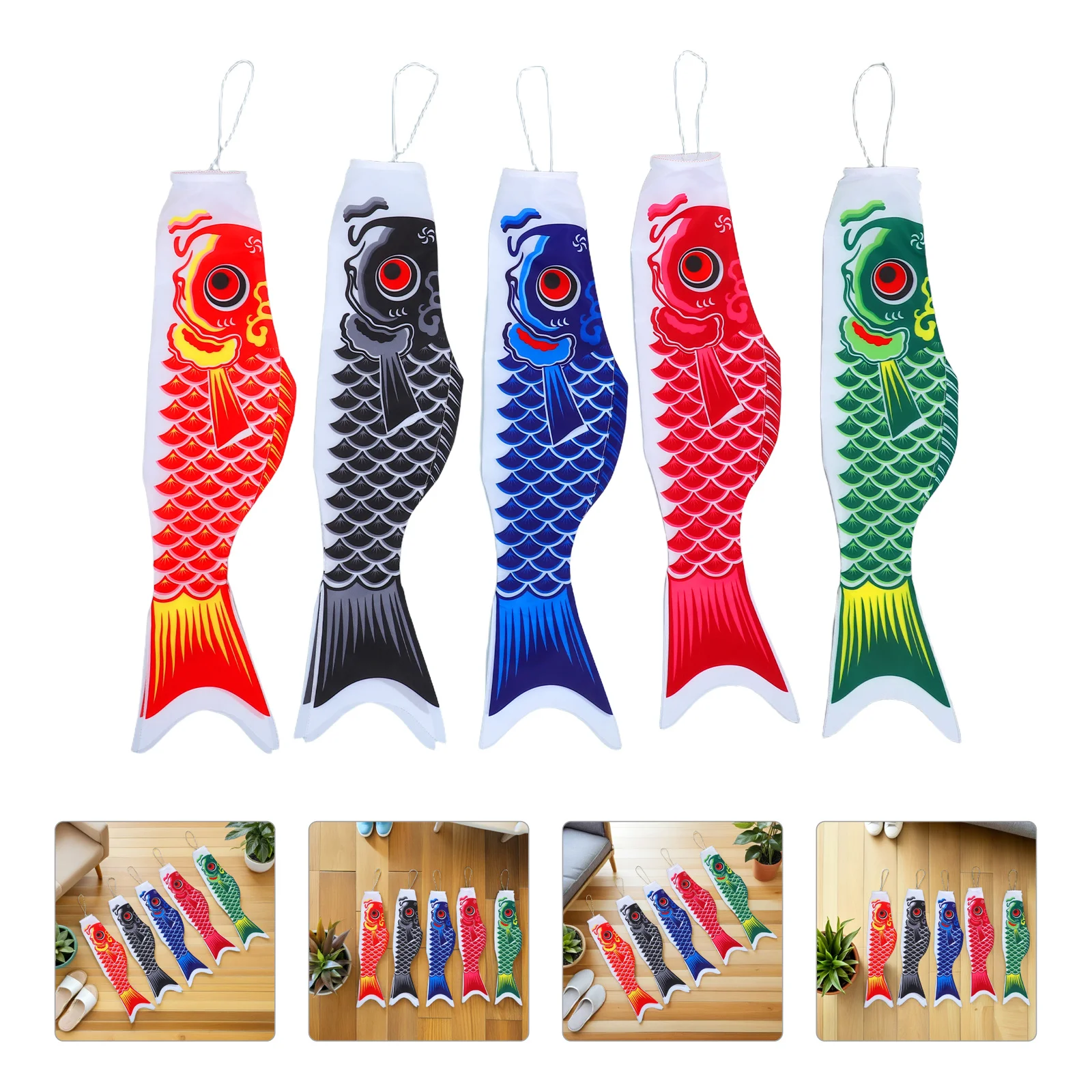 

5Pcs Japanese Carp Fish Nobori Koinobori Colorful Wind Socks Waterproof Hanging Decor Dragon Boat Festival Gifts