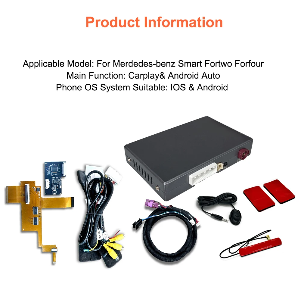 Bonroad Wireless Carplay Android Auto Nachrüstsätze für Mercedes Benz Smart 453 Fortwo Forfour 2016-2019 Interface Mirror Link – Detail 12