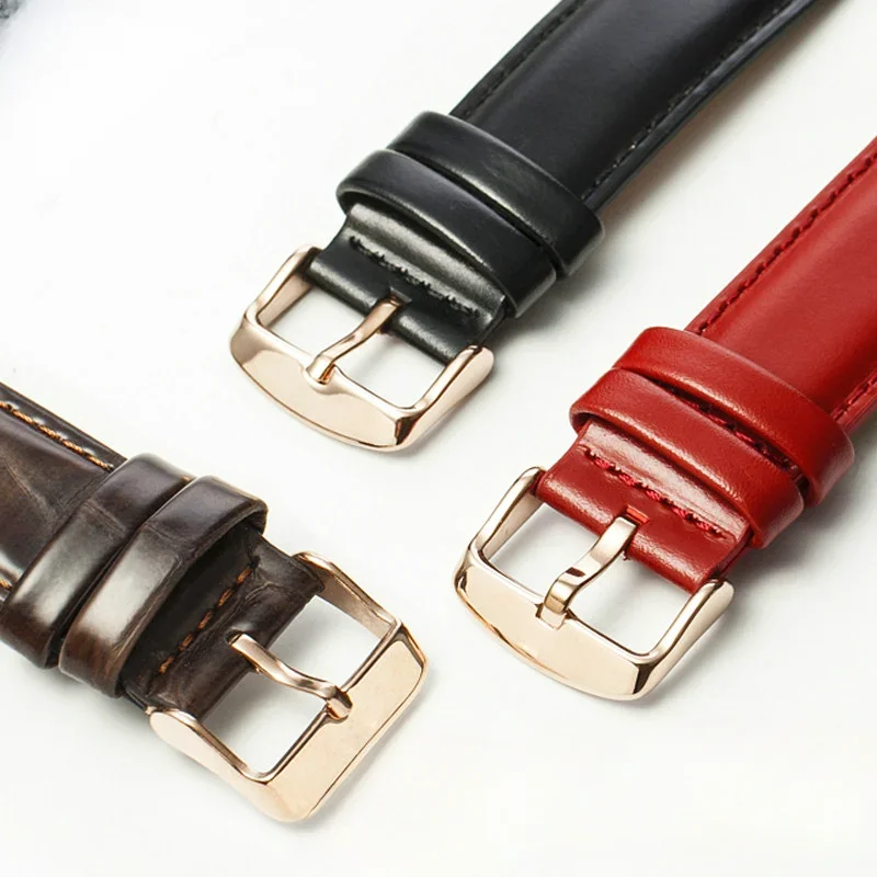 

Genuine Leather Solid Stainless Steel Buckle Quick Release Accessories for DW Tissot Tianwang Waterproof Soft Watch Strap