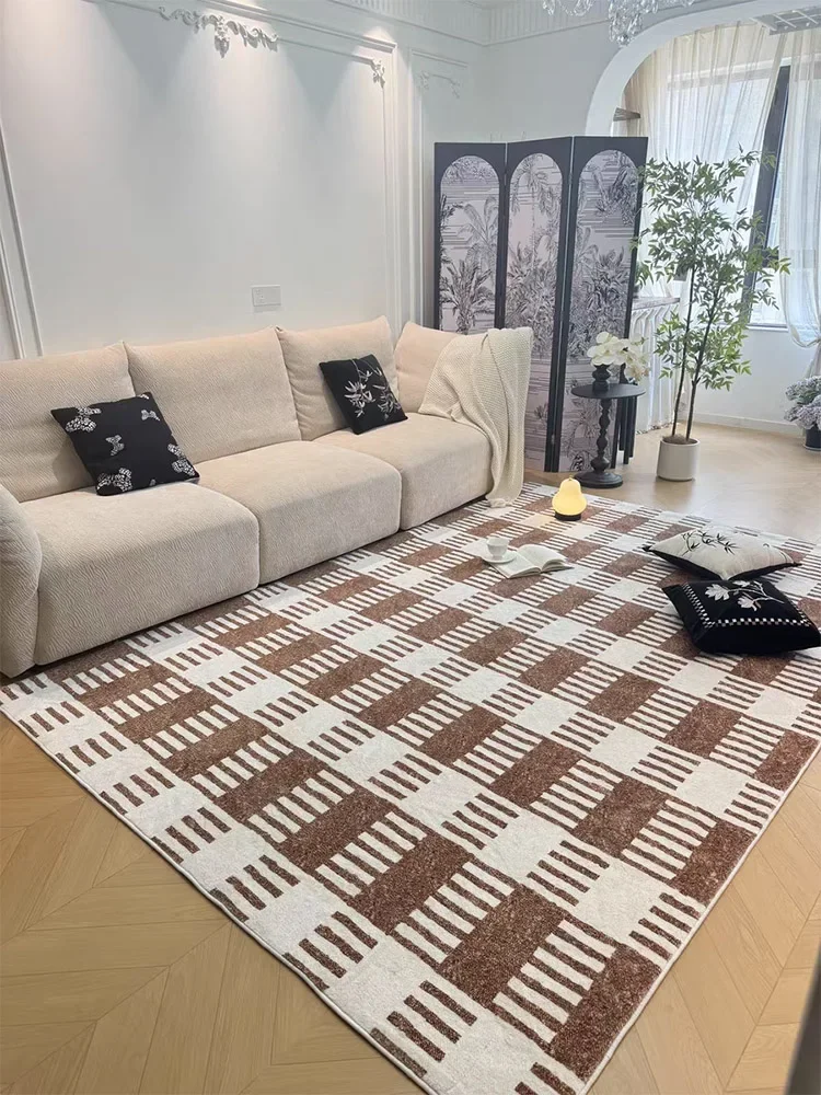 

Vintage Luxury Lattice Living Room Carpet Comfortable Soft Bedroom Carpets Non-slip Machine Washable Home Interior Décor Rugs 깔개