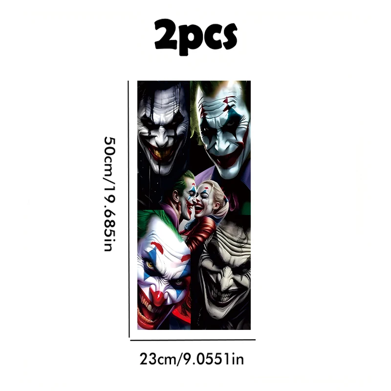 2 car B-pillar stickers, purple suit clown with scratch resistant smooth material protective film