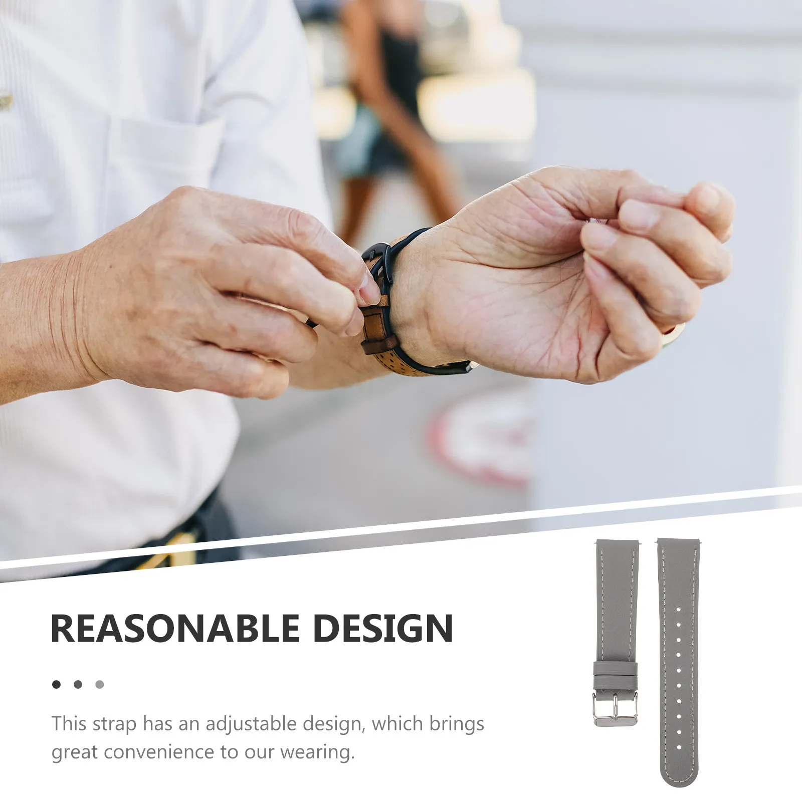 Cowhide Leather Watch Band Adjustable Anti Slip Wear Resistant Replacement Strap for Smartwatches
