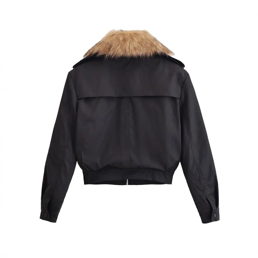 

Black Fur Collar Jacket Cotton Clothes Style Autumn Winter Women's Fashion Wholesale Available On Shopee