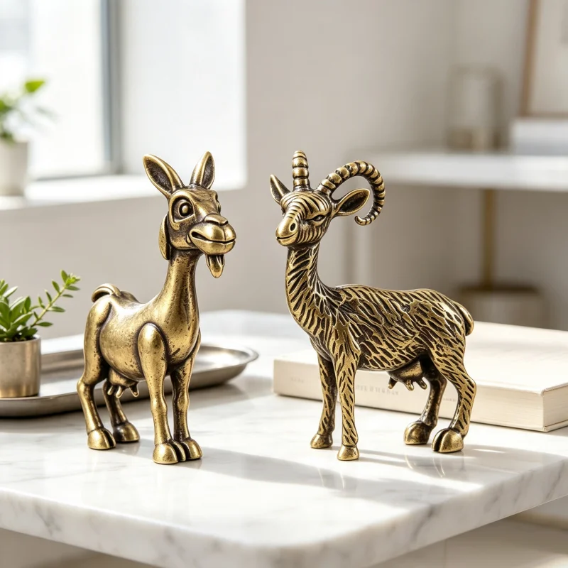 Vintage Brass Goat Statue - Intricate Retro Animal Sculpture for Home & Office Decor, Ideal for Collectors, Living Room/Bedroom