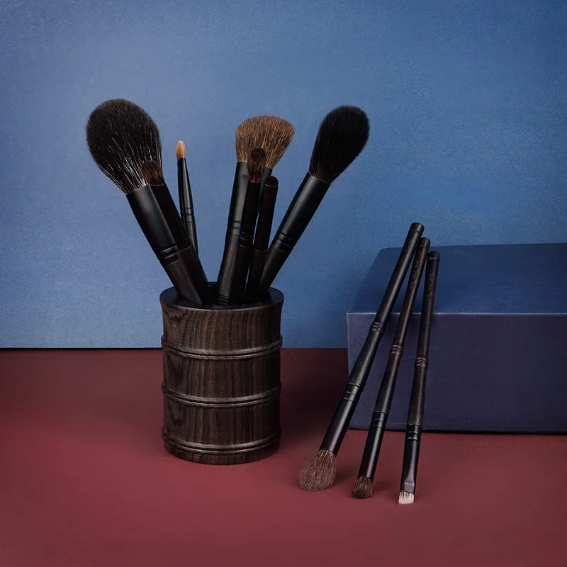 MyDestiny-Luxury 10pcs Professional Makeup Brushes Set-Ebony High Grade Brush Set-Soft Animal Fox Squirrel Goat Hair