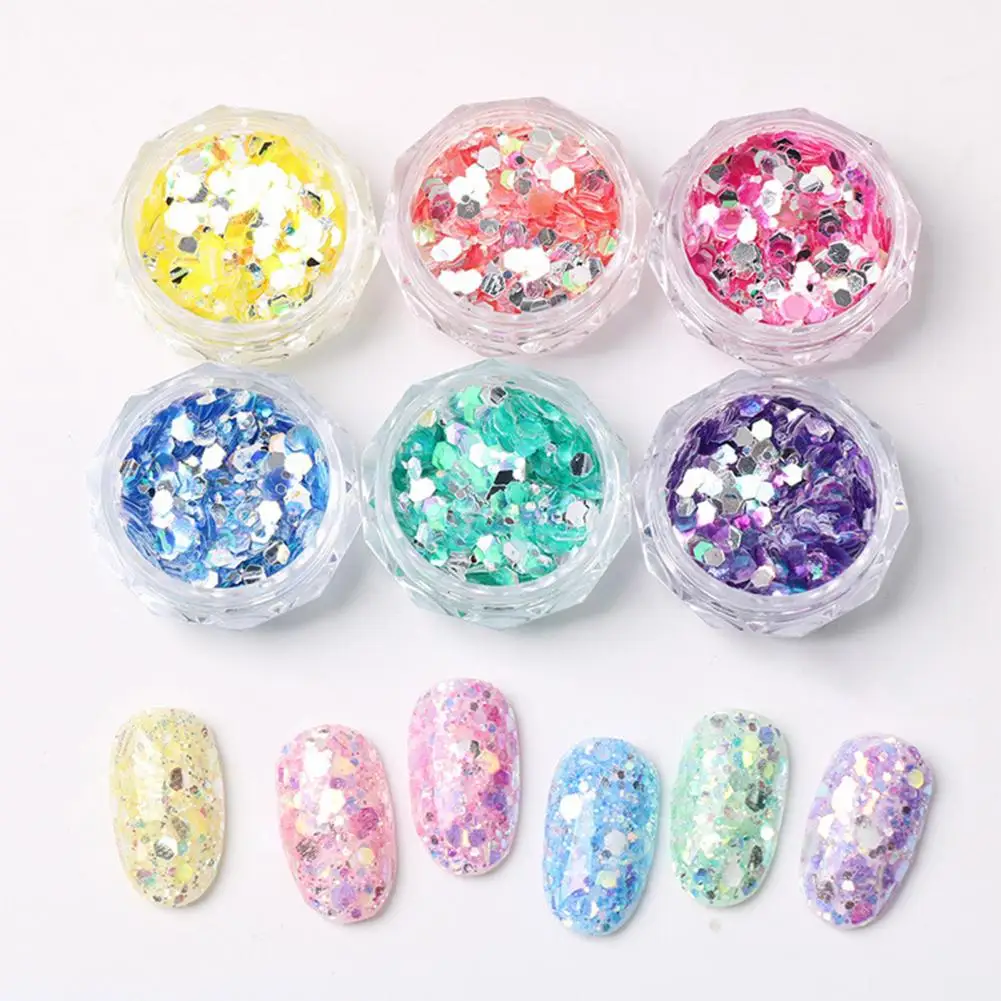 6 Box/Set Beautiful Nail Sticker Boxed Nail Art Sticker Macaron Color Colorful Nail Glitter Sequins Decoration  Sewing Craft