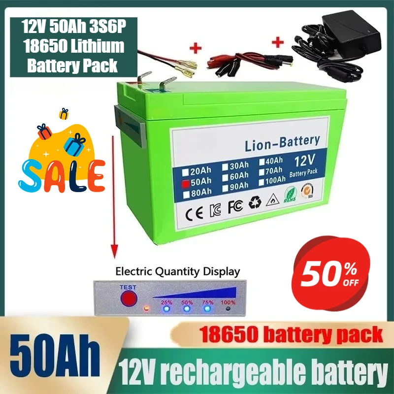 

12V 50Ah 3S6P 18650 Lithium Battery Pack Ifor Sprayers Trolleys and Children's Electric Vehicle Batteries