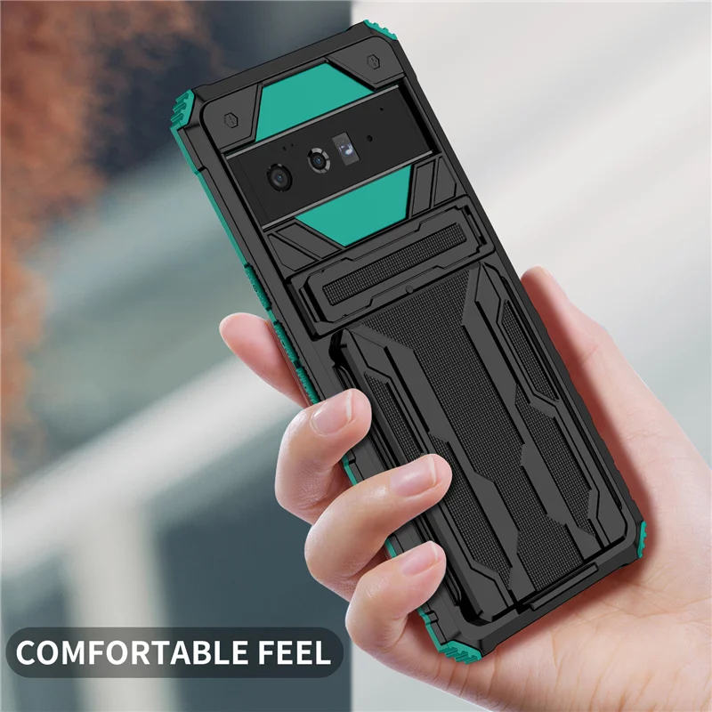 Camera Protection Case For Google Pixel 6 Pro Card Slot Bracket Stand Holder Shockproof Armor Phone Case for Pixel6 Back Cover