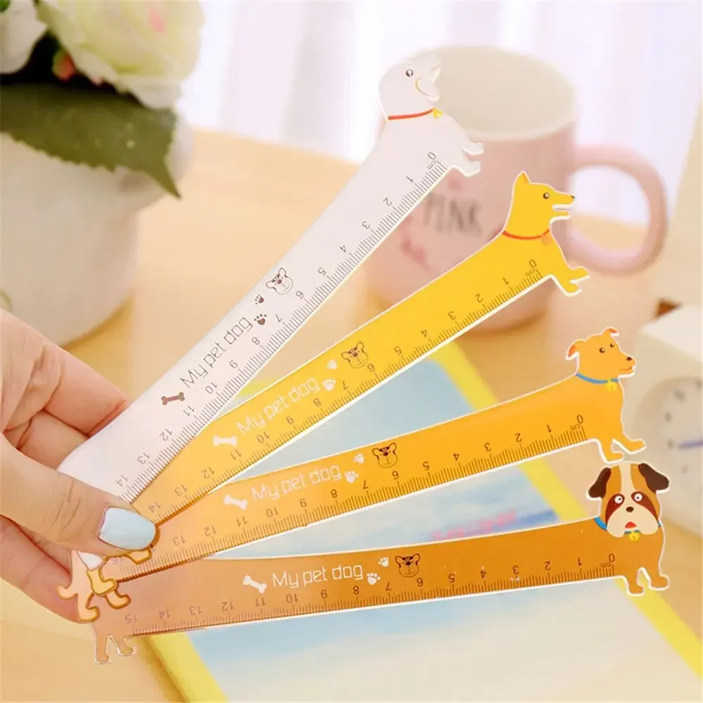 1 Pcs Kawaii Puppy Shape Ruler 15cm Math Measurement Drawing Tool Cute Learning Stationery Reading Bookmark Office Supplies
