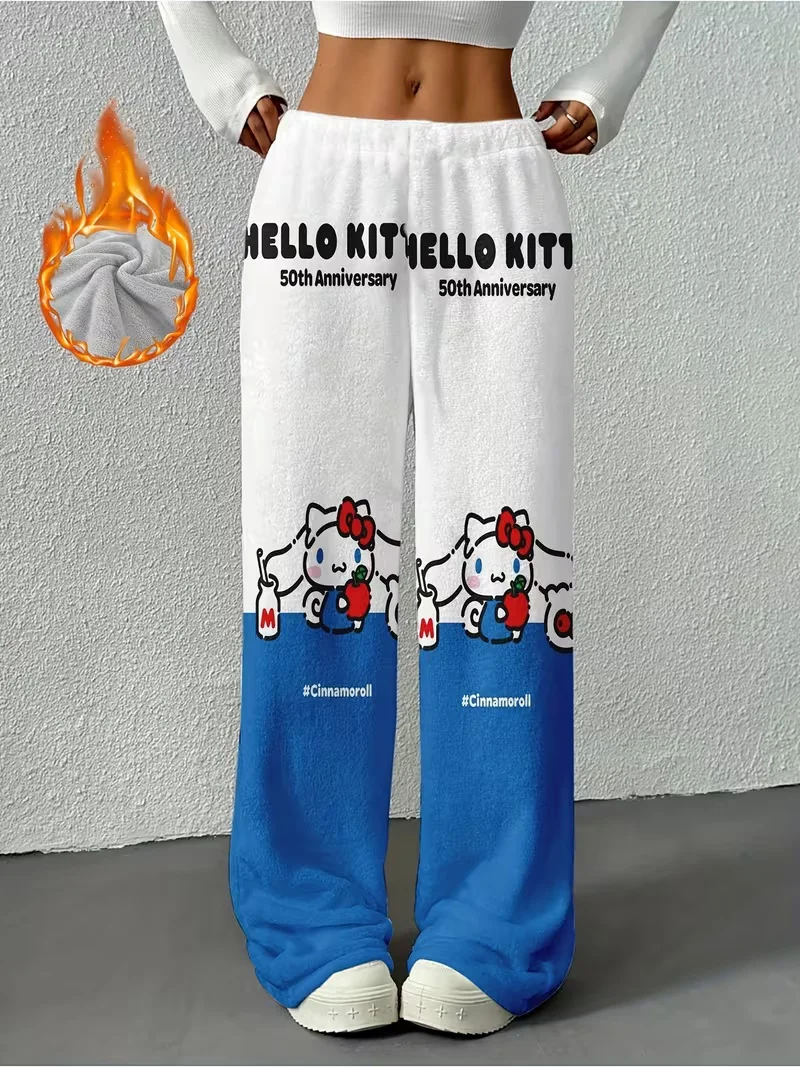 

Sanrio Family Pudding Dog Melody, рождественские штаны для сна, осенне-зимние плюшевые теплые штаны с героями мультфильмов для взрослых и детей, новый стиль