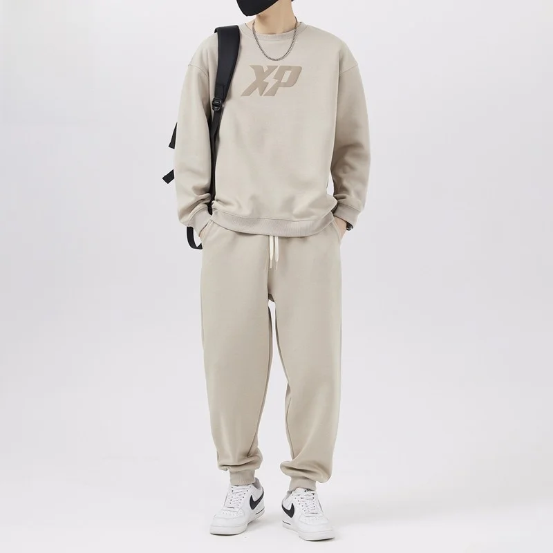 

Men's Sportswear Set i Color round Ne Sweatirt And Pants Autumn Casual Faionable Youth Cotton Polyester Blend